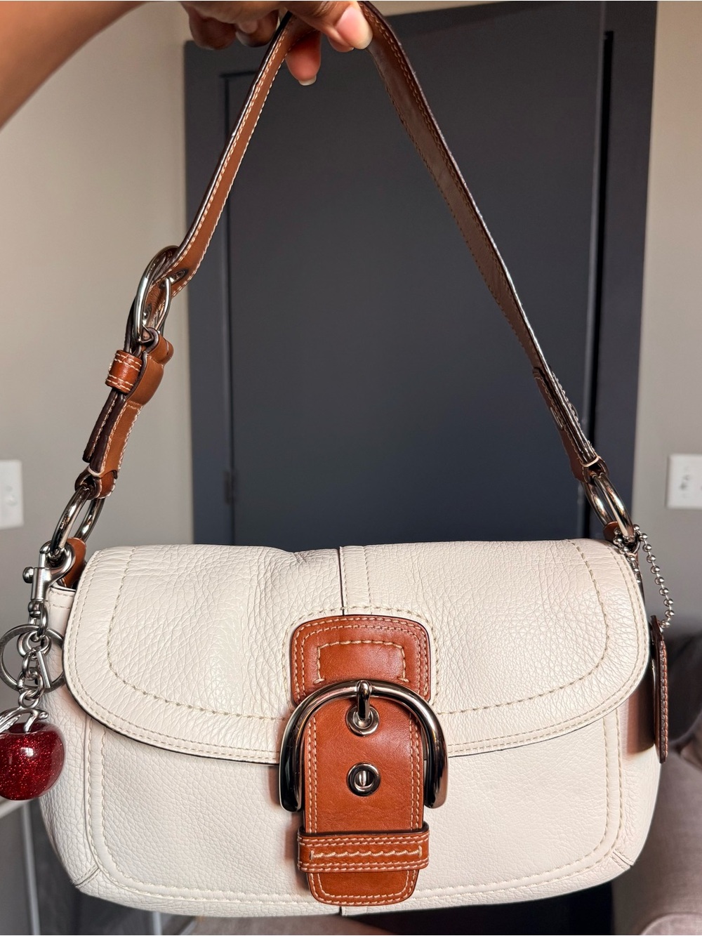 Coach White and Tan Leather Soho